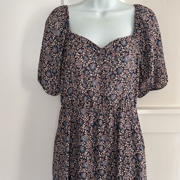 Threadgrit Ladies Gretchen Smocked Back Blue Multi Floral Maxi Dress Size M NWT - Picture 6 of 15